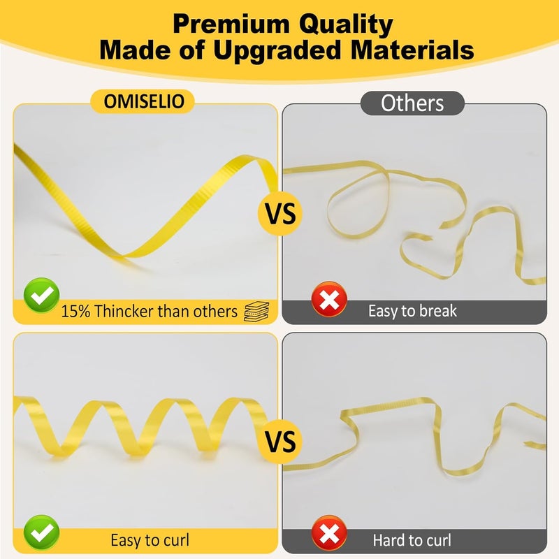 OMISELIO Yellow Ribbon - 500 Yard Crimped Curly Ribbon for Gift Wrapping, Balloons, Parties & More - Image 4